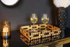 Handgefertigtes Tablett VARIATION 40cm schwarz gold Metall Aluminium Glas
