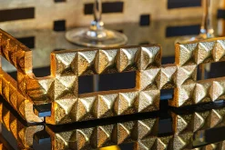 Handgefertigtes Tablett VARIATION 40cm schwarz gold Metall Aluminium Glas