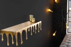 Handgefertigtes Wandregal LIQUID LINE 60cm gold antik Metall Tropfen-Design