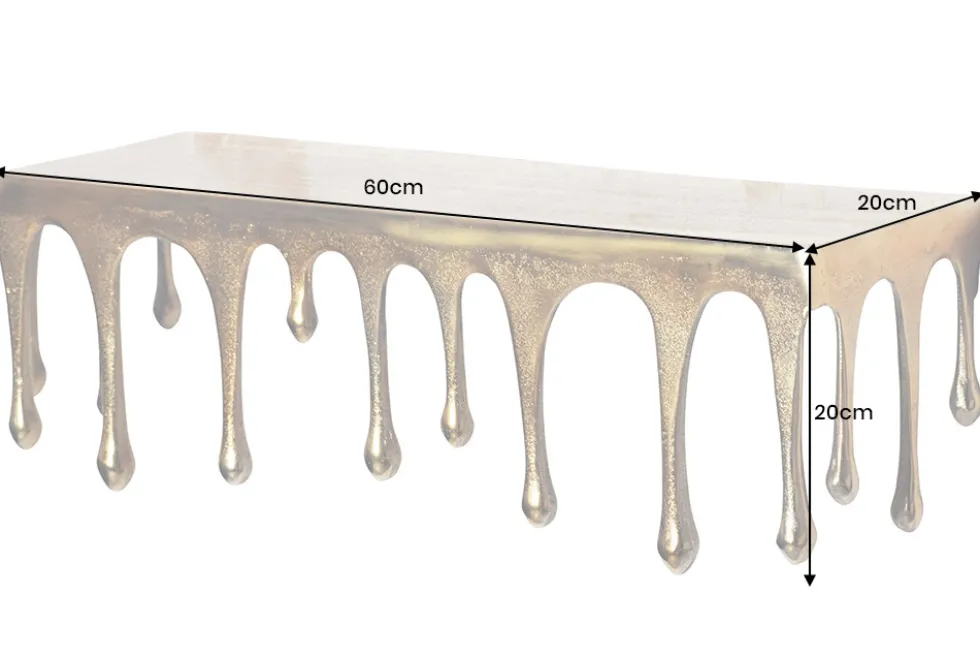 Handgefertigtes Wandregal LIQUID LINE 60cm gold antik Metall Tropfen-Design