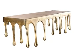 Handgefertigtes Wandregal LIQUID LINE 60cm gold antik Metall Tropfen-Design