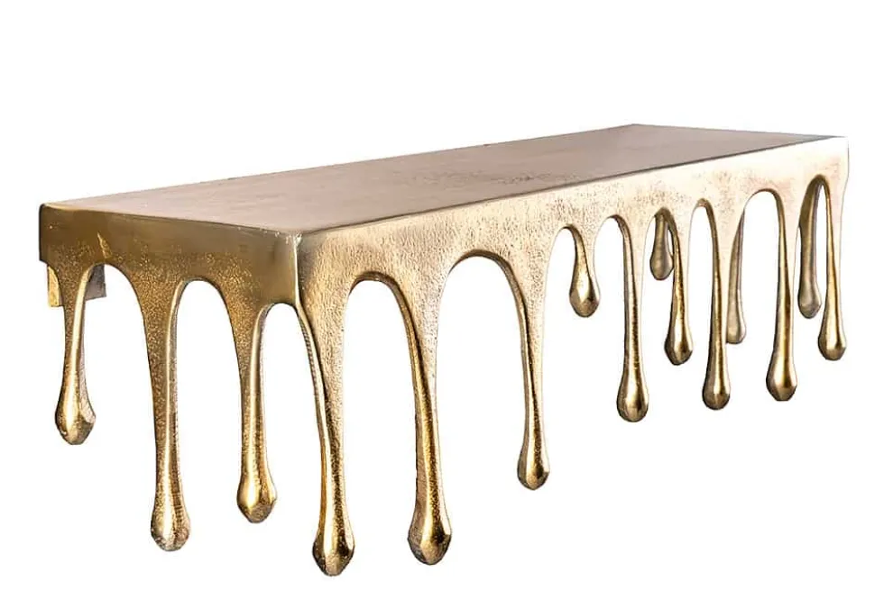 Handgefertigtes Wandregal LIQUID LINE 60cm gold antik Metall Tropfen-Design