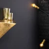 Handgefertigtes Wandregal PYRAMID 40cm gold antik Metall Hammerschlag Design