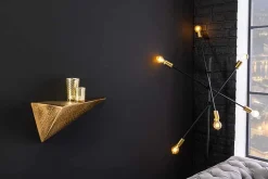 Handgefertigtes Wandregal PYRAMID 40cm gold antik Metall Hammerschlag Design