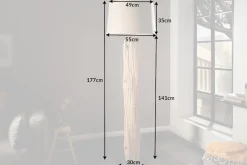 Handmade Stehlampe ROUSILIQUE 180cm beige Treibholzlampe Leinenschirm Baumstamm