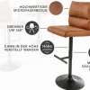 Höhenverstellbarer Barhocker COMFORT antik braun Microfaser drehbar mit Lehne Metall schwarz