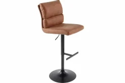 Höhenverstellbarer Barhocker COMFORT antik braun Microfaser drehbar mit Lehne Metall schwarz