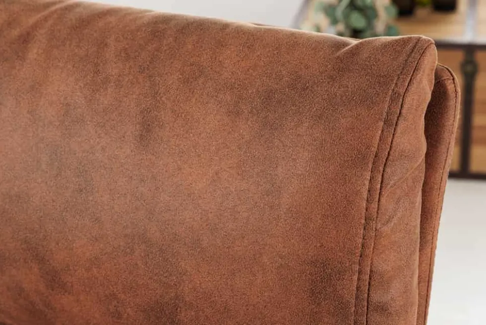Höhenverstellbarer Barhocker COMFORT antik braun Microfaser drehbar mit Lehne Metall schwarz