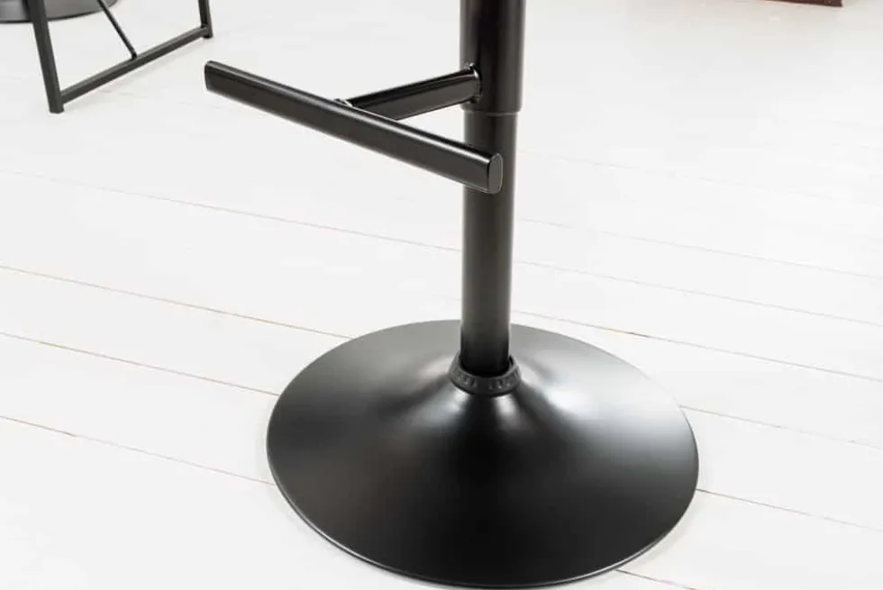 Höhenverstellbarer Barhocker COMFORT antik braun Microfaser drehbar mit Lehne Metall schwarz