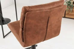Höhenverstellbarer Barhocker COMFORT antik braun Microfaser drehbar mit Lehne Metall schwarz
