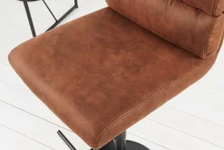 Höhenverstellbarer Barhocker COMFORT antik braun Microfaser drehbar mit Lehne Metall schwarz