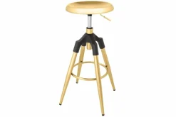 Höhenverstellbarer Barhocker INDUSTRIAL gold schwarz Metall rund drehbar Industrial Design