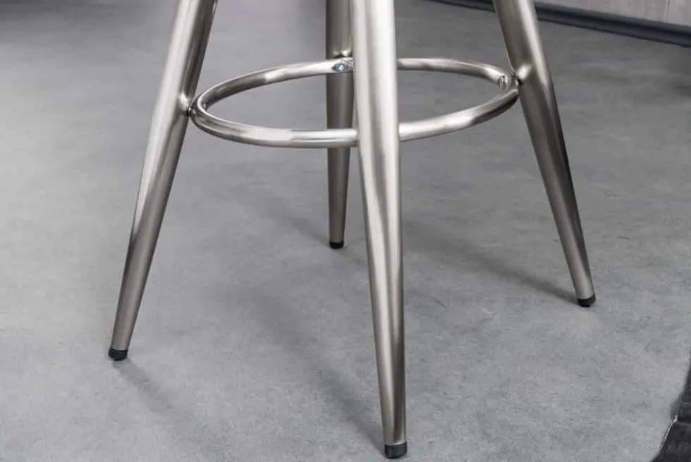 Höhenverstellbarer Barhocker INDUSTRIAL Chrom gebürstet silber schwarz Metall rund drehbar
