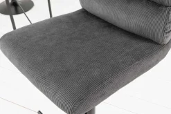 Höhenverstellbarer Barhocker COMFORT grau Cord drehbar mit Lehne Metall schwarz