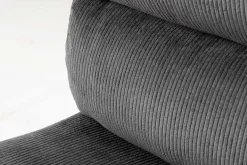 Höhenverstellbarer Barhocker COMFORT grau Cord drehbar mit Lehne Metall schwarz
