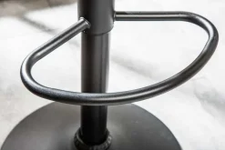Höhenverstellbarer Barhocker MODENA vintage grau Microfaser Metall schwarz mit Lehne drehbar