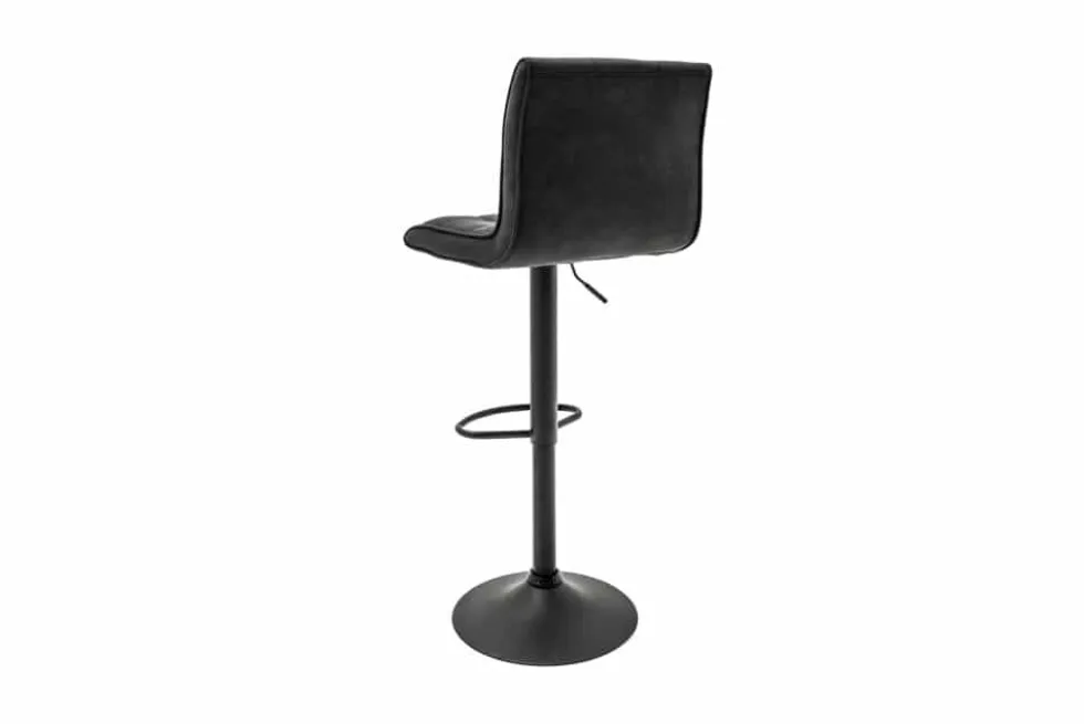 Höhenverstellbarer Barhocker MODENA vintage grau Microfaser Metall schwarz mit Lehne drehbar