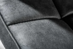 Höhenverstellbarer Barhocker MODENA vintage grau Microfaser Metall schwarz mit Lehne drehbar