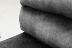 Höhenverstellbarer Barhocker COMFORT dunkelgrau Samt drehbar mit Lehne Metall schwarz