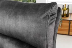 Höhenverstellbarer Barhocker COMFORT dunkelgrau Samt drehbar mit Lehne Metall schwarz