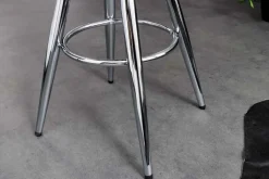 Höhenverstellbarer Barhocker INDUSTRIAL Chrom silber schwarz Metall rund drehbar