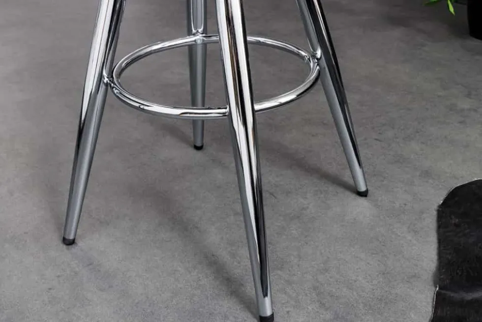 Höhenverstellbarer Barhocker INDUSTRIAL Chrom silber schwarz Metall rund drehbar