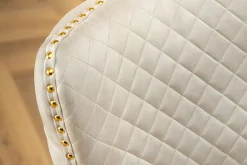 Höhenverstellbarer Barhocker CASTLE DELUXE beige Samt gold Edelstahl mit Löwenkopf