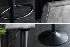 Höhenverstellbarer Barhocker MODENA grau Samt Metall schwarz drehbar
