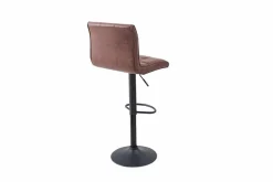 Höhenverstellbarer Barhocker MODENA vintage braun Microfaser Metall schwarz mit Lehne drehbar