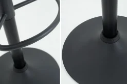 Höhenverstellbarer Barhocker MODENA vintage braun Microfaser Metall schwarz mit Lehne drehbar