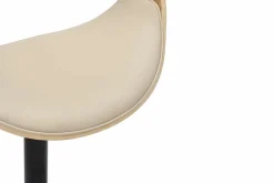 Höhenverstellbarer Barhocker ORGANIC natur Eiche creme beige Kunstleder mit Armlehne