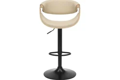 Höhenverstellbarer Barhocker ORGANIC natur Eiche creme beige Kunstleder mit Armlehne