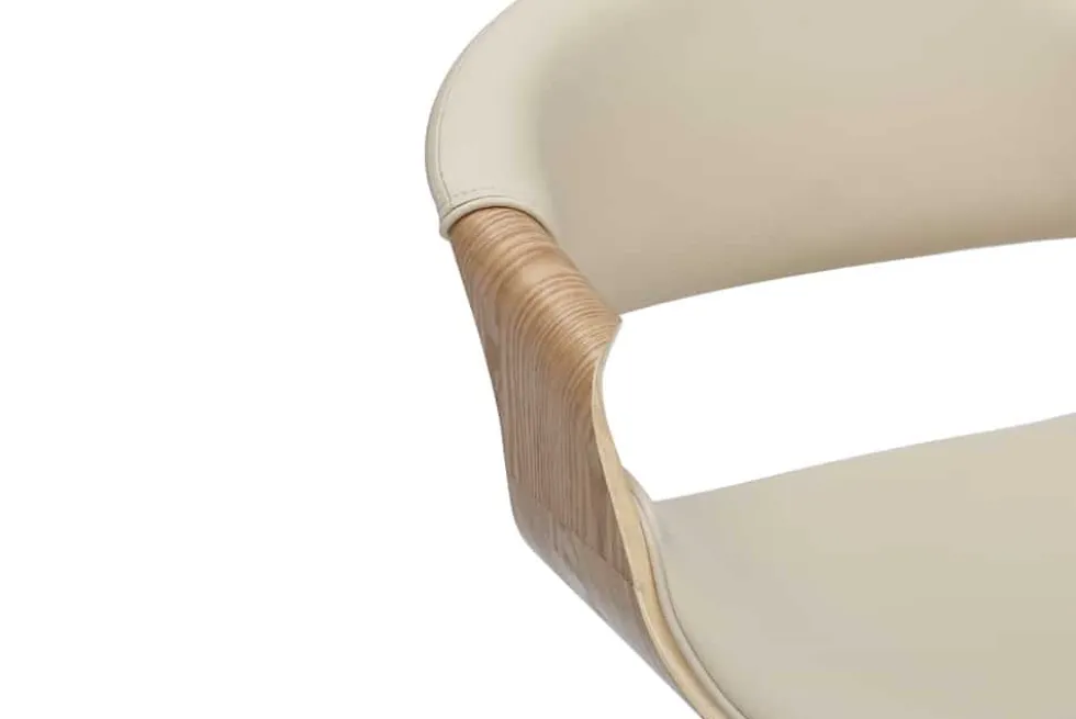 Höhenverstellbarer Barhocker ORGANIC natur Eiche creme beige Kunstleder mit Armlehne