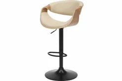 Höhenverstellbarer Barhocker ORGANIC natur Eiche creme beige Kunstleder mit Armlehne