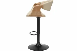 Höhenverstellbarer Barhocker ORGANIC natur Eiche creme beige Kunstleder mit Armlehne