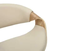 Höhenverstellbarer Barhocker ORGANIC natur Eiche creme beige Kunstleder mit Armlehne