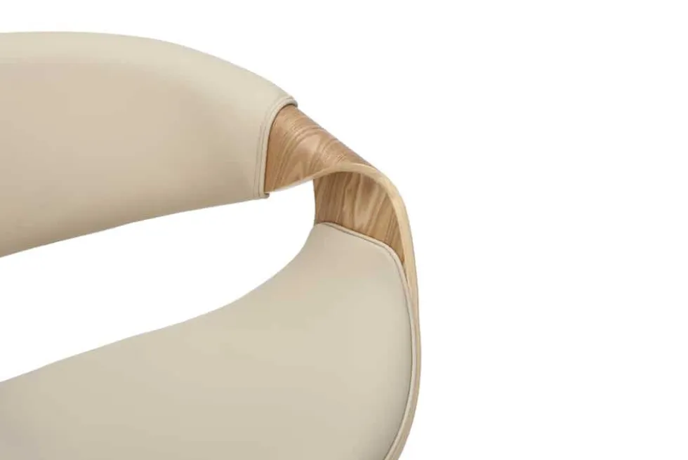 Höhenverstellbarer Barhocker ORGANIC natur Eiche creme beige Kunstleder mit Armlehne