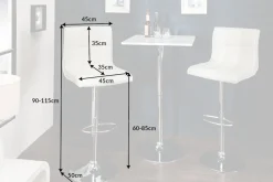 Höhenverstellbarer Barhocker MODENA weiß Kunstleder Metall verchromt mit Lehne drehbar