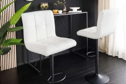 Höhenverstellbarer Barhocker MODENA weiß Kunstleder schwarz mit Lehne drehbar