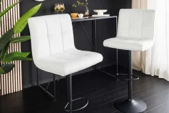 Höhenverstellbarer Barhocker MODENA weiß Kunstleder schwarz mit Lehne drehbar
