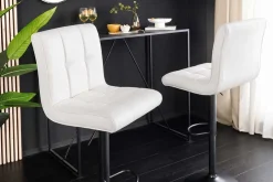 Höhenverstellbarer Barhocker MODENA weiß Kunstleder schwarz mit Lehne drehbar