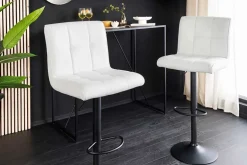 Höhenverstellbarer Barhocker MODENA weiß Kunstleder schwarz mit Lehne drehbar