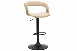 Höhenverstellbarer Barhocker MANHATTAN natur Eiche creme beige Kunstleder drehbar