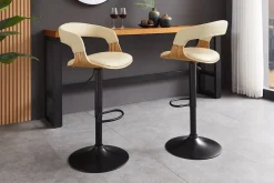 Höhenverstellbarer Barhocker MANHATTAN natur Eiche creme beige Kunstleder drehbar