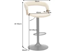 Höhenverstellbarer Barhocker MANHATTAN natur Eiche creme beige Kunstleder drehbar