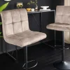 Höhenverstellbarer Barhocker MODENA champagner beige Samt Metall schwarz drehbar