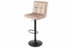 Höhenverstellbarer Barhocker MODENA champagner beige Samt Metall schwarz drehbar