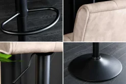 Höhenverstellbarer Barhocker MODENA champagner beige Samt Metall schwarz drehbar