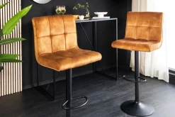 Höhenverstellbarer Barhocker MODENA senfgelb Samt Metall schwarz drehbar