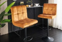Höhenverstellbarer Barhocker MODENA senfgelb Samt Metall schwarz drehbar